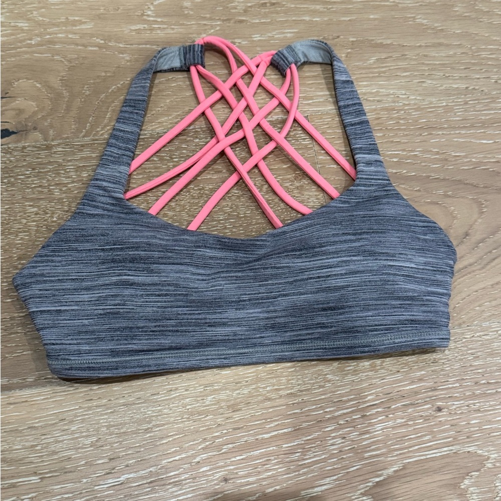 Lululemon athletica Gray and Pink Free to Be Wild Sports Bra - Size 2